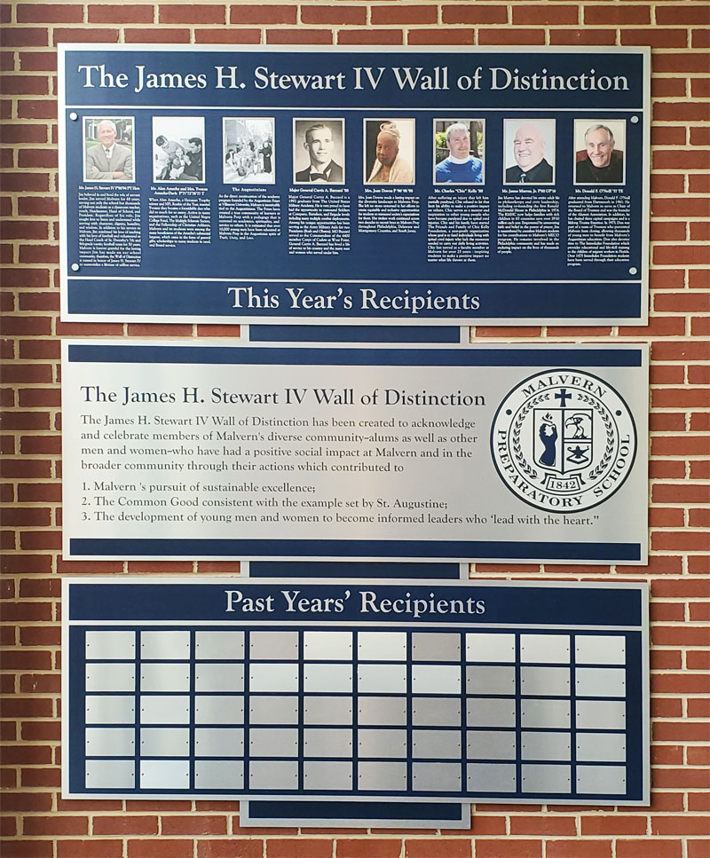 Wall of Honor Plaque created for Malvern Prep
